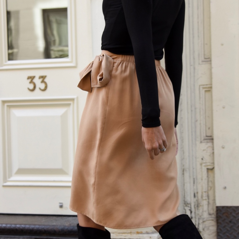 The Drop Tan Wrap Side-Tie Knee-Length Skirt XS - Picture 6 of 9